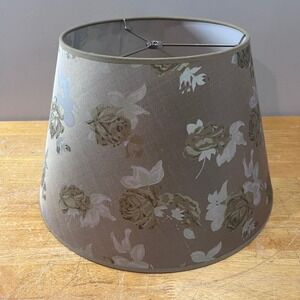 Laura Ashley Floral Rose Lamp Shade Taupe Sage Vtg English Country Cottagecore